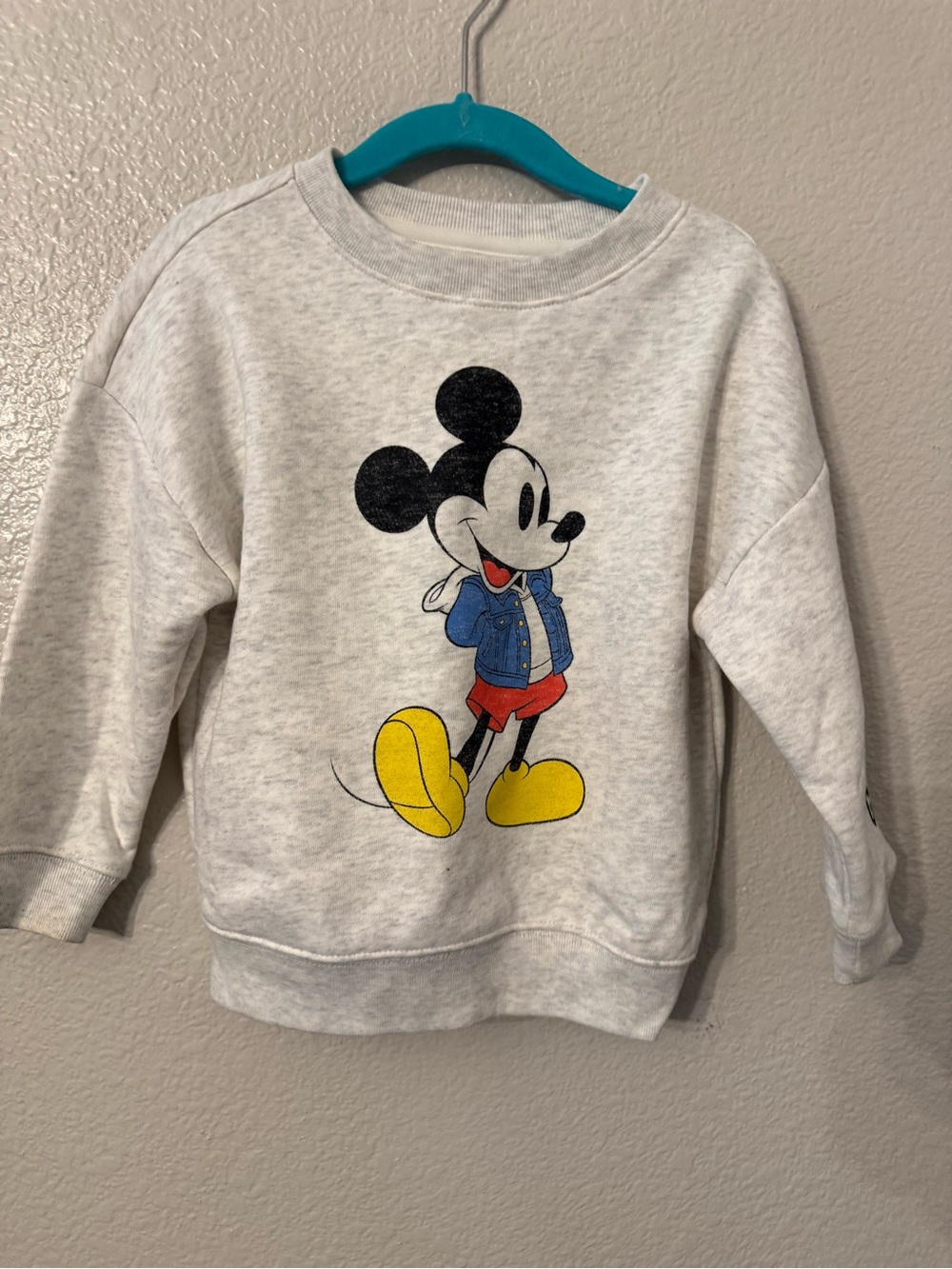 GAP Kids Mickey Mouse Sweatshirt - Light Gray with Yellow & Red